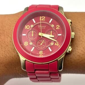 Gold & Red Geneva Watch